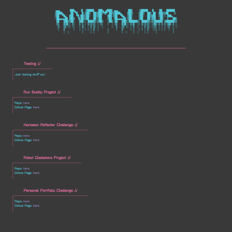 Just For Fun website screen capture programmed using HTML and CSS